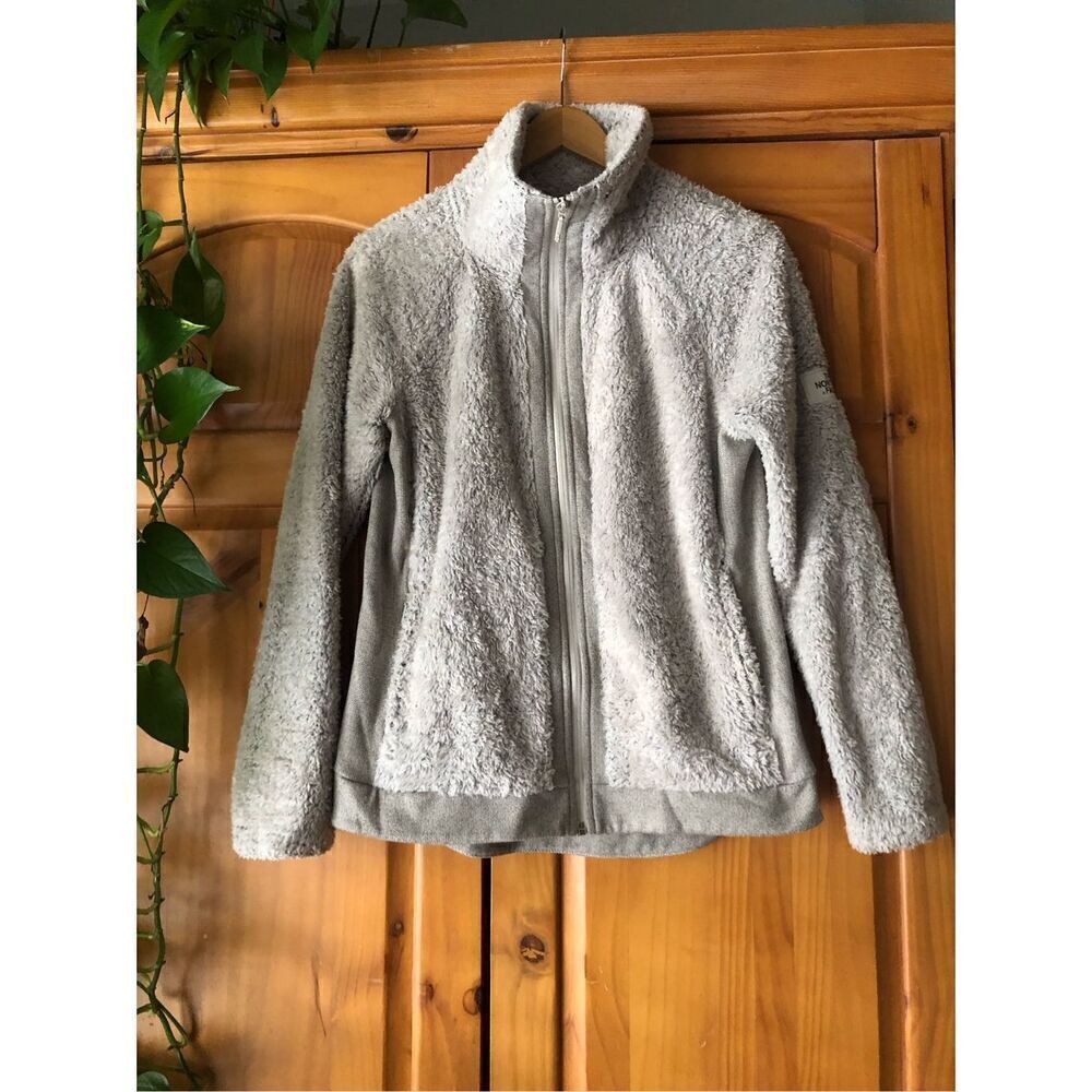 The North Face Furry Fleece Two Toned Gray Full Zip Jacket SZ M